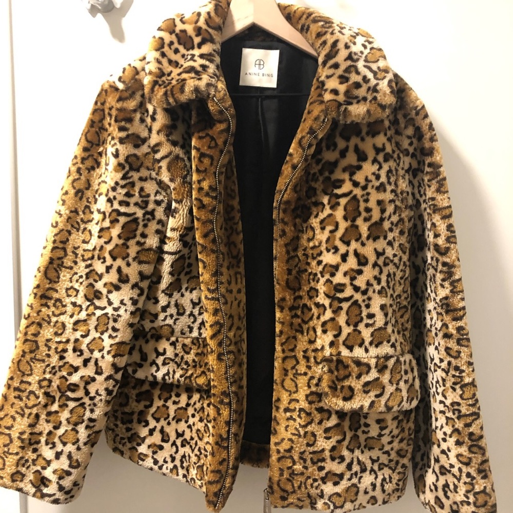 Anine Bing Cheetah print fur coat
